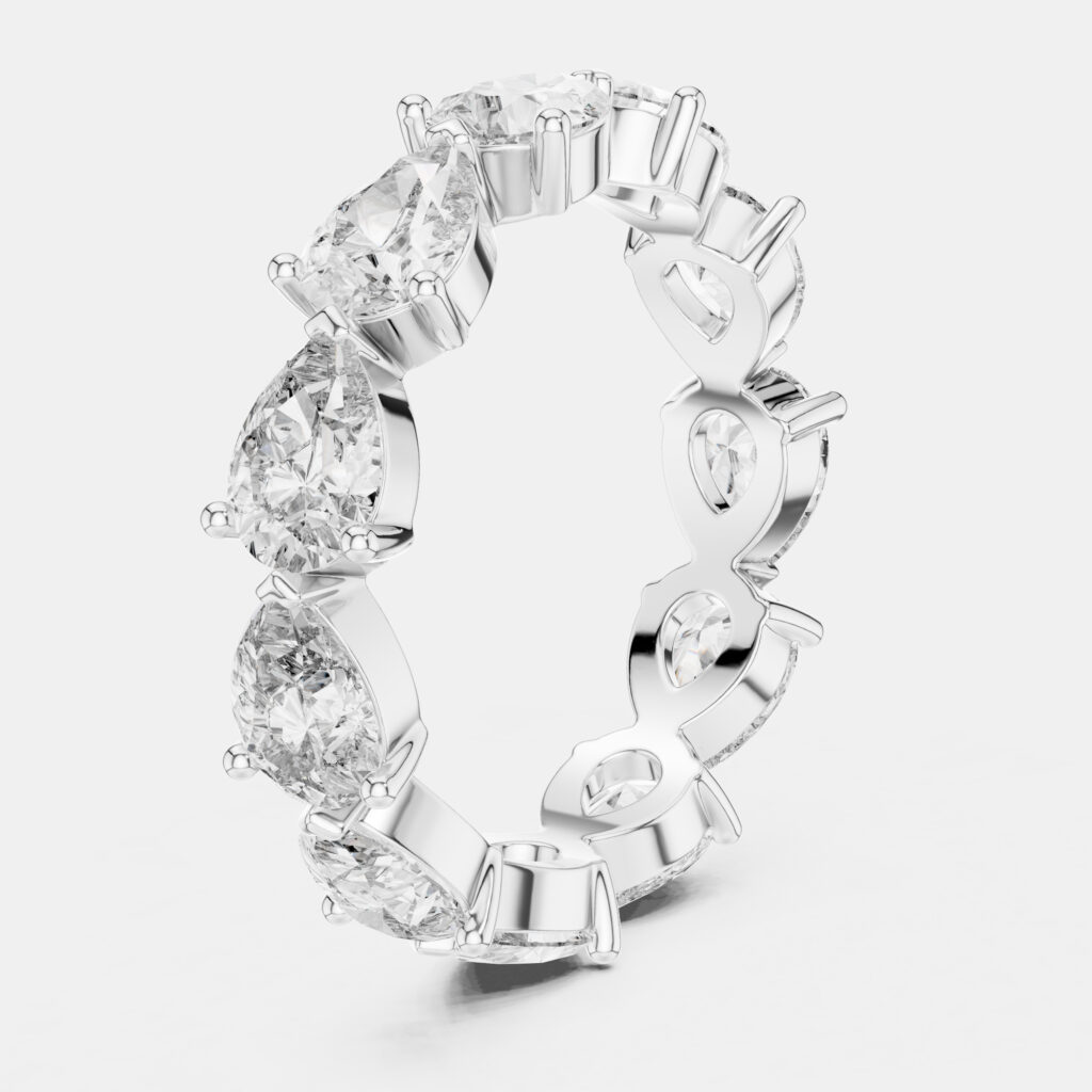 3.00 cts Pear Cut 18k White Gold Lab Grown Diamond Ring Size 53