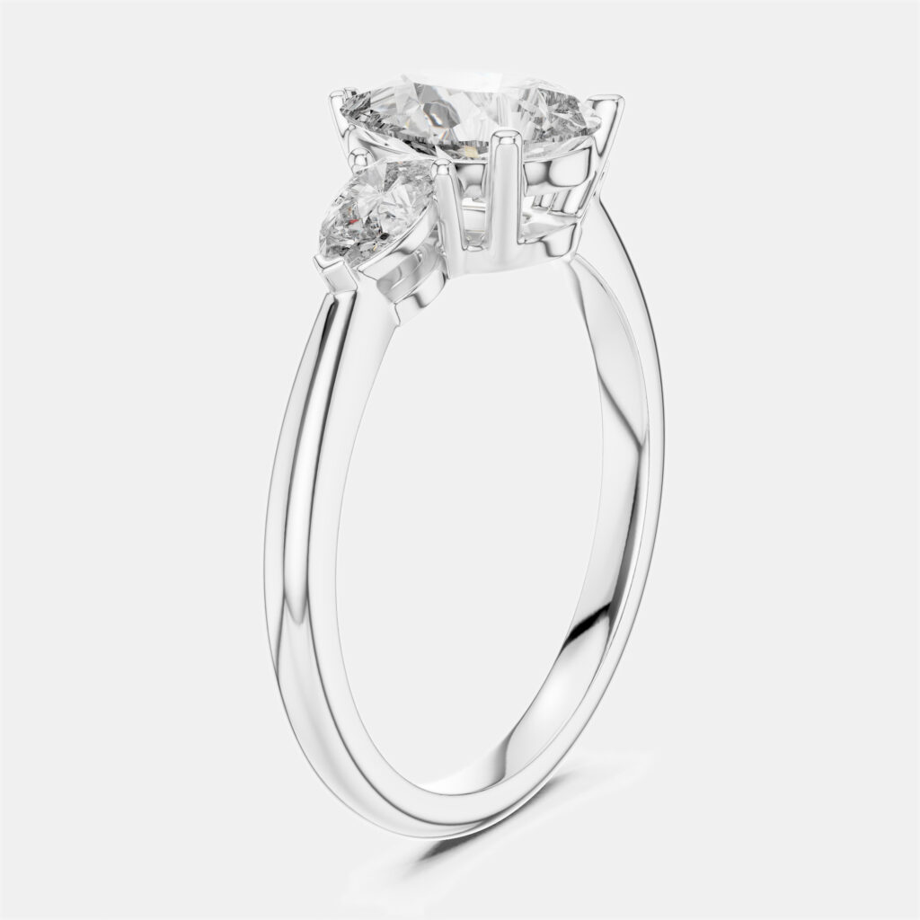 1.50 ct Pear Cut 18k White Gold Lab Grown Diamond Ring Size 53