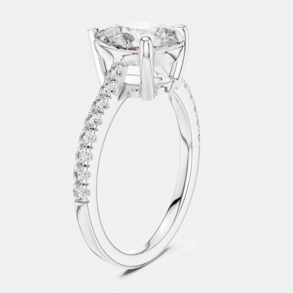 2.00 cts Pear & Round 18k White Gold Lab Grown Diamond Ring Size 53 2.00 cts Pear & Round 18k White Gold Lab Grown Diamond Ring Size 53