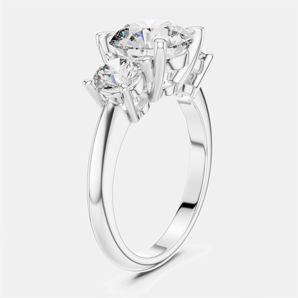 3.00 cts Round 18k White Gold Lab Grown Diamond Ring Size 53