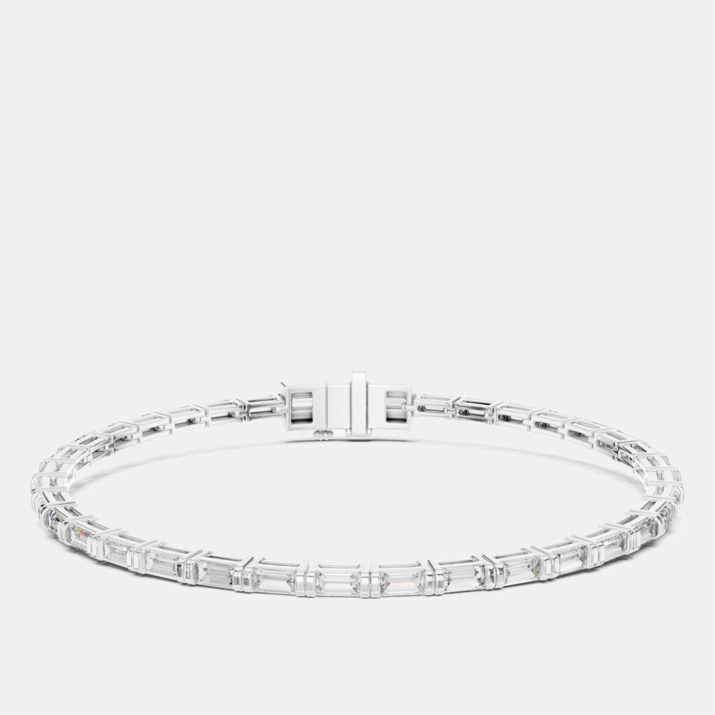 3.00 ct Emerald Cut 18k White Gold Lab Grown Diamond Tennis Bracelet 16 cm 3.00 ct Emerald Cut 18k White Gold Lab Grown Diamond Tennis Bracelet 16 cm