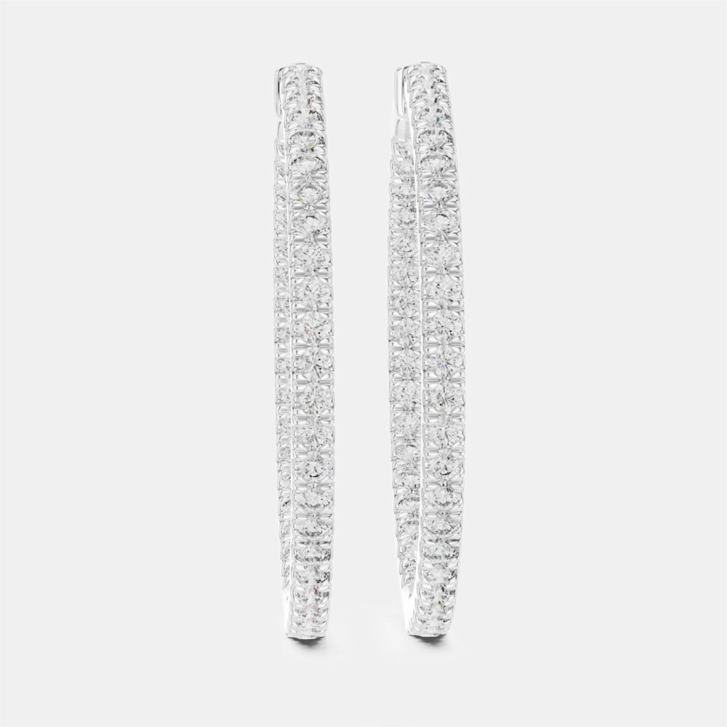1.00 ct Round Cut 18k White Gold Lab Grown Diamond Hoop Earrings 1.00 ct Round Cut 18k White Gold Lab Grown Diamond Hoop Earrings
