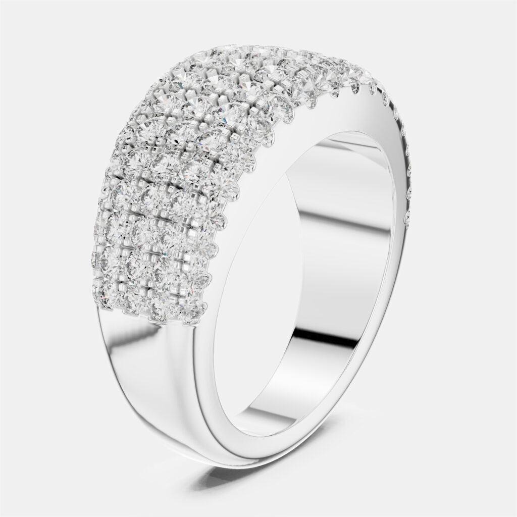 2.00 Fancy Round Cut 18k White Gold Lab Grown Diamond Ring Size 53