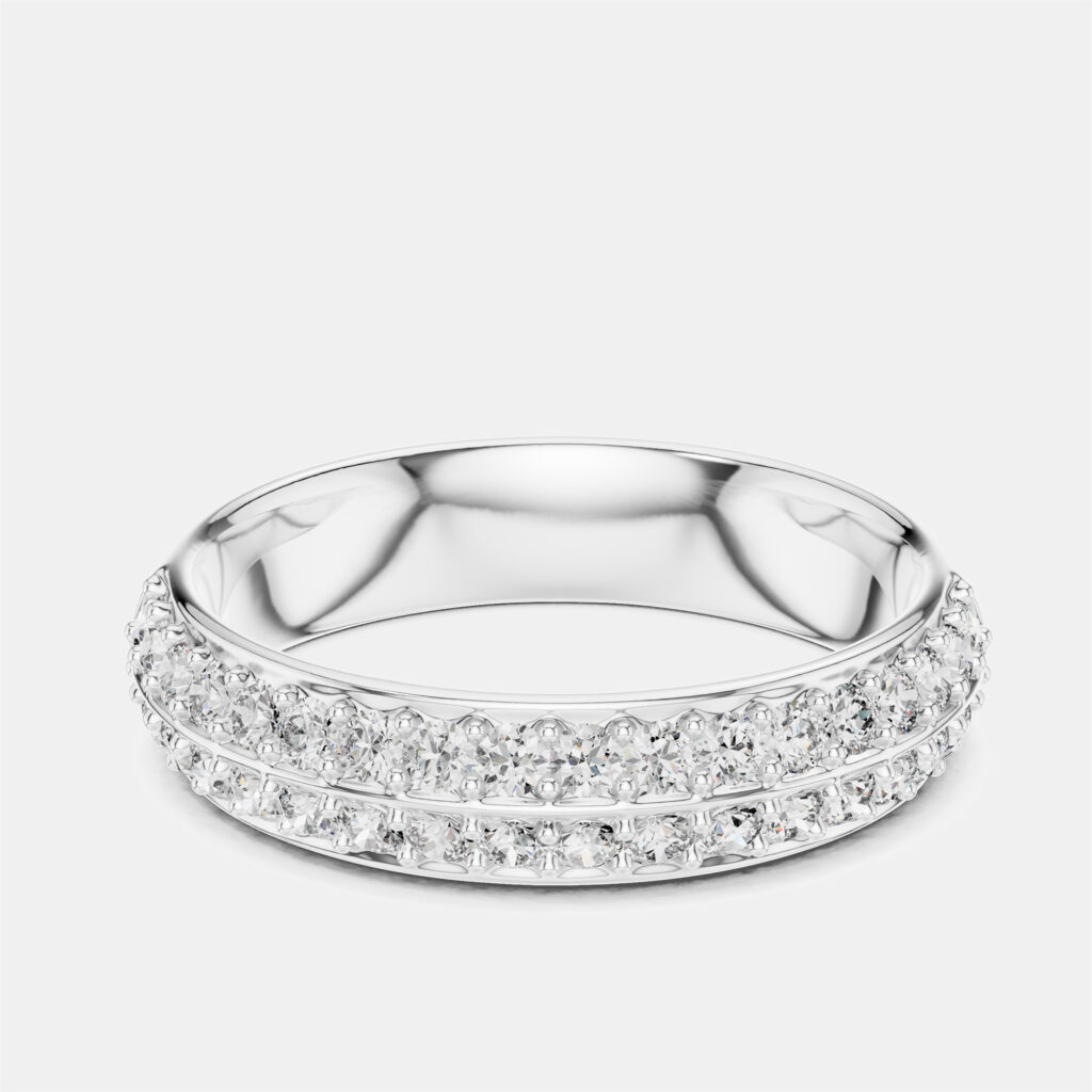 0.5 ct Double Line Round Cut 18k White Gold Lab Grown Diamond Ring Size 53 0.5 ct Double Line Round Cut 18k White Gold Lab Grown Diamond Ring Size 53