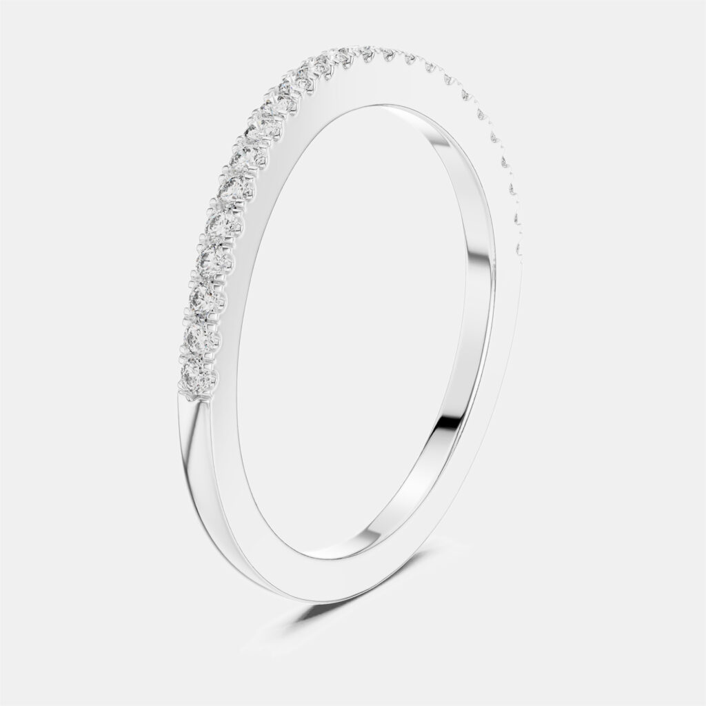 0.2 ct Side Stack Round Cut 18k White Gold Lab Grown Diamond Ring Size 53