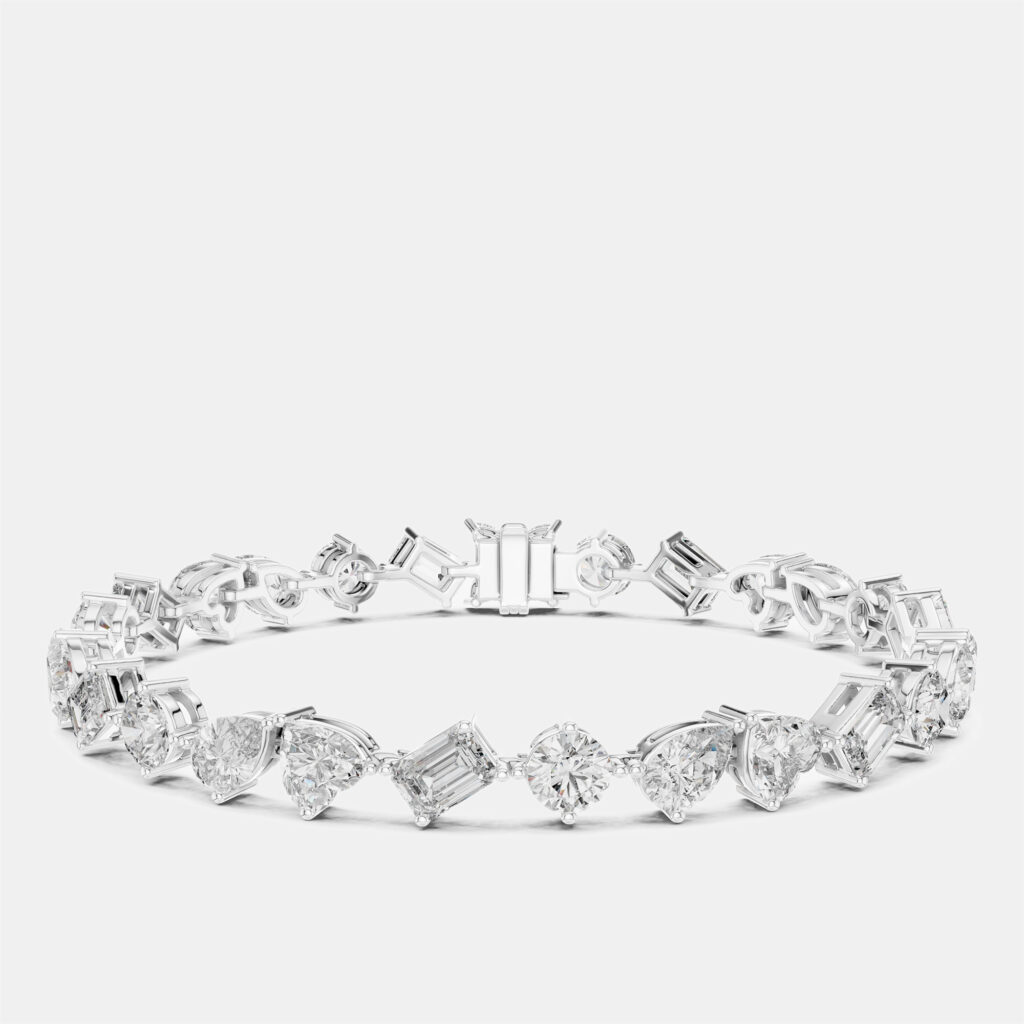 10.00 cts Mixed Fancy Cut 18k White Gold Lab Grown Diamond Bracelet