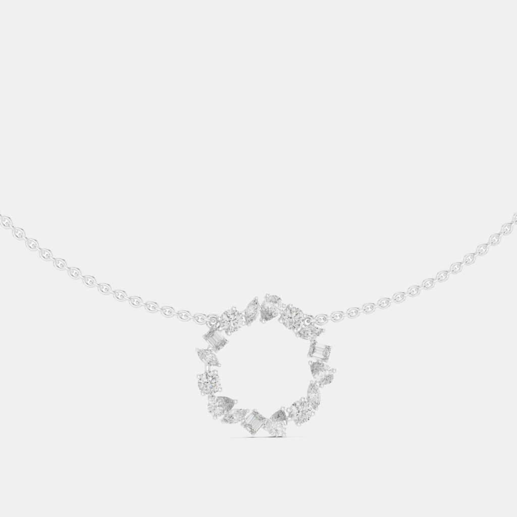 1.50 cts Mixed Shape Fancy Cut 18k White Gold Lab Grown Diamond Pendant 1.50 cts Mixed Shape Fancy Cut 18k White Gold Lab Grown Diamond Pendant