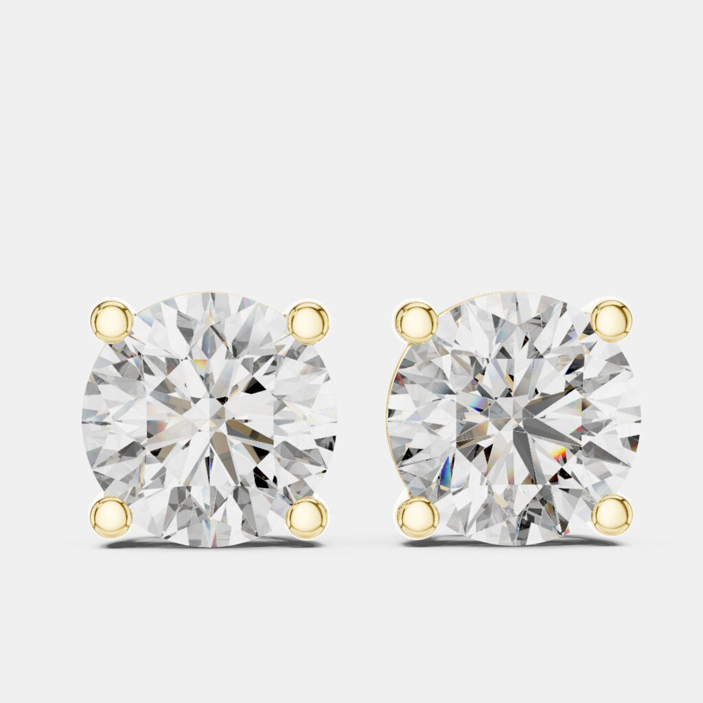 4.00 cts Round Cut 18k Yellow Gold Lab Grown Diamond Stud Earrings 4.00 cts Round Cut 18k Yellow Gold Lab Grown Diamond Stud Earrings