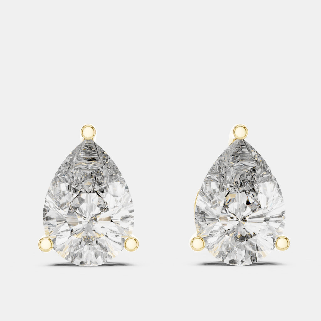 4.00 cts Pear Cut 18k Yellow Gold Lab Grown Diamond Stud Earrings 4.00 cts Pear Cut 18k Yellow Gold Lab Grown Diamond Stud Earrings