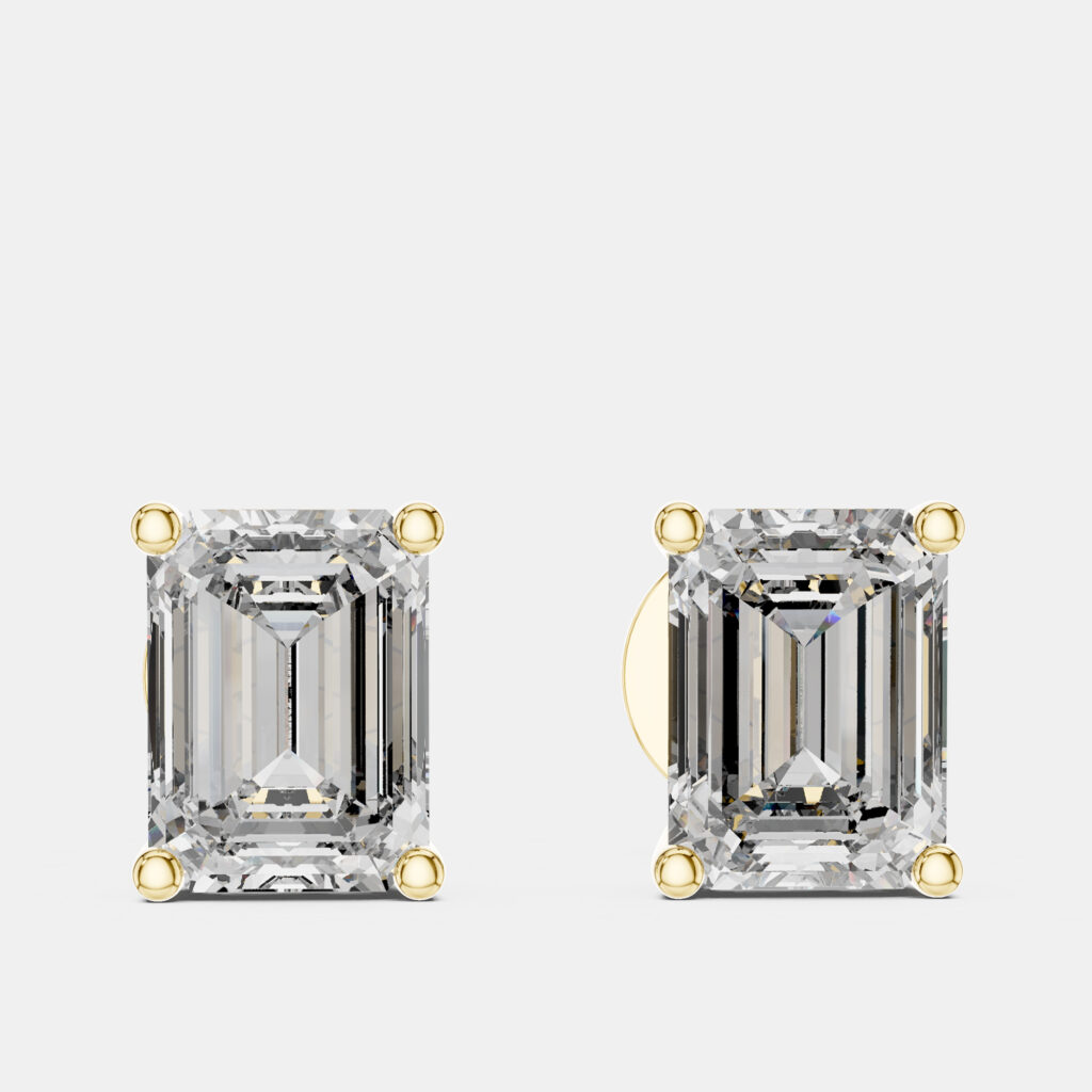 2.00 cts Emerald Cut 18k Yellow Gold Lab Grown Diamond Stud Earrings 2.00 cts Emerald Cut 18k Yellow Gold Lab Grown Diamond Stud Earrings