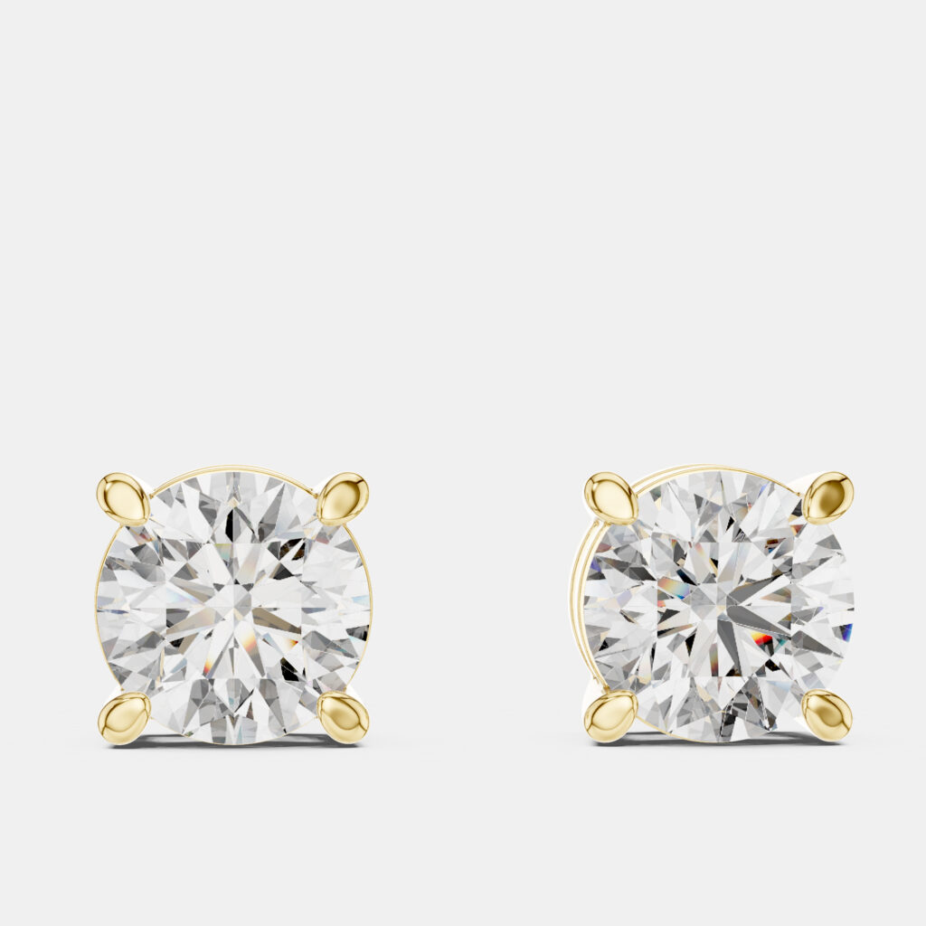 1.00 cts Round 18k Yellow Gold Solitaire Lab Grown Diamond Single Stud Earrings 1.00 cts Round 18k Yellow Gold Solitaire Lab Grown Diamond Single Stud Earrings