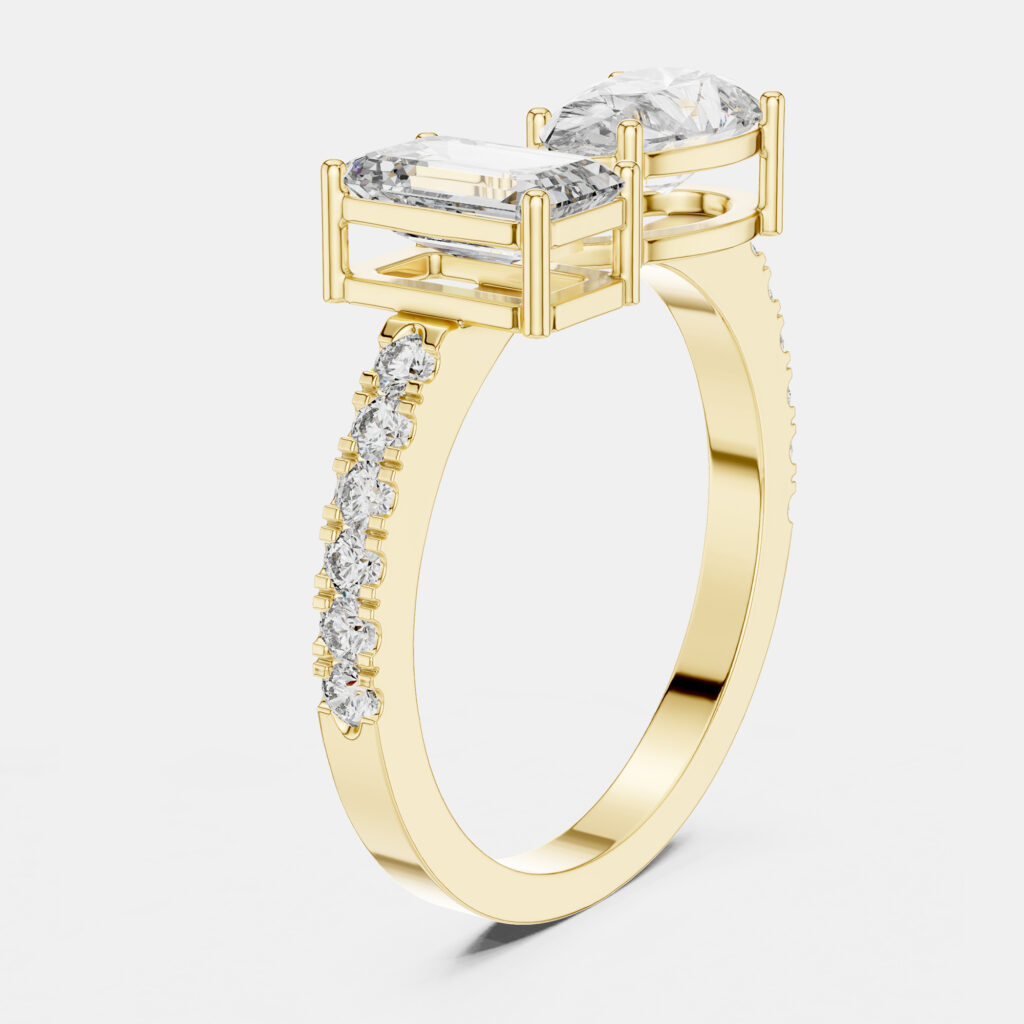 6.2 cts Multi-Shape 18k Yellow Gold Lab Grown Diamond Ring Size 53