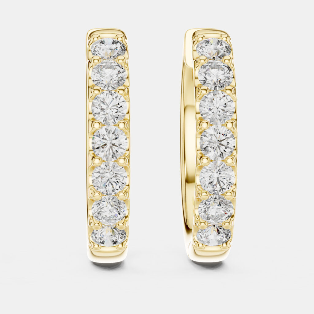 0.70 cts Round Cut 18k Yellow Gold Lab Grown Diamond Hoop Earrings 0.70 cts Round Cut 18k Yellow Gold Lab Grown Diamond Hoop Earrings