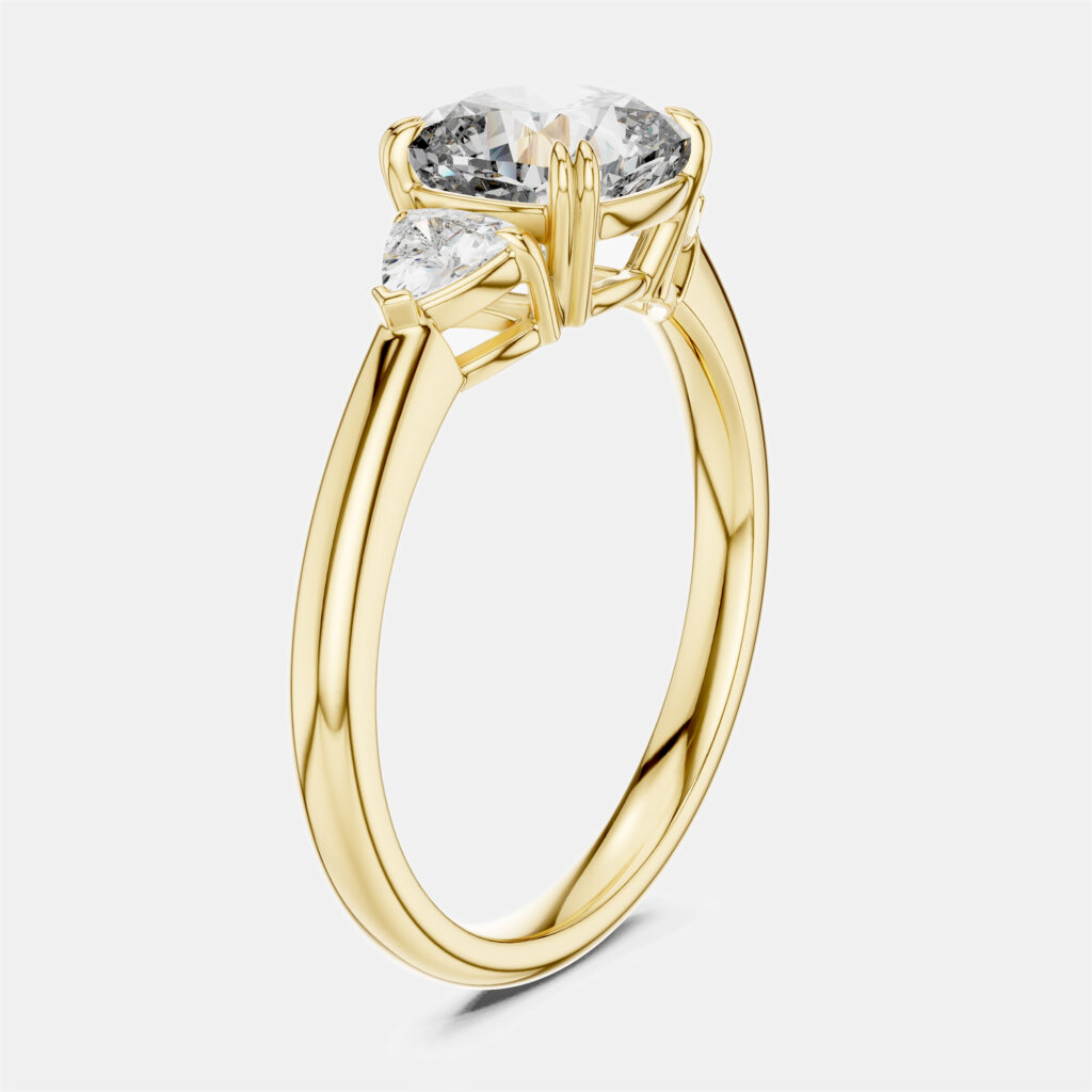 2.00 cts Cushion & Triangle Cut 18k Yellow Gold Lab Grown Diamond Ring Size 53