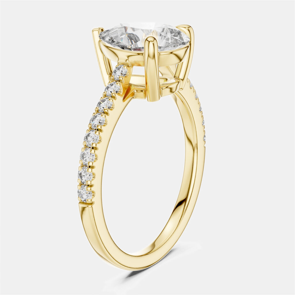 2.00 cts Pear & Round 18k Yellow Gold Lab Grown Diamond Ring Size 53