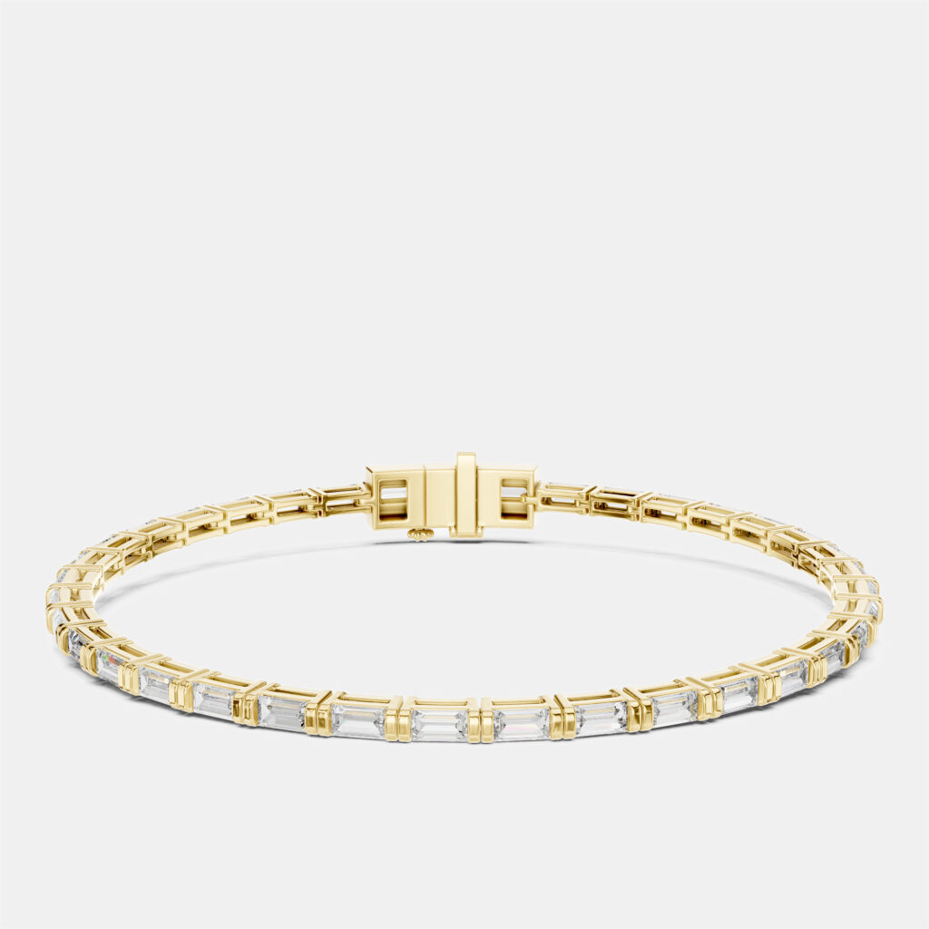 3.00 cts Emerald Cut 18k Yellow Gold Lab Grown Diamond Tennis Bracelet 16 cm 3.00 cts Emerald Cut 18k Yellow Gold Lab Grown Diamond Tennis Bracelet 16 cm