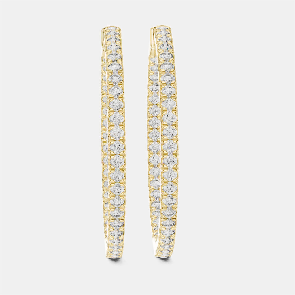1.00 cts Round Cut 18k Yellow Gold Lab Grown Diamond Hoop Earrings 1.00 cts Round Cut 18k Yellow Gold Lab Grown Diamond Hoop Earrings