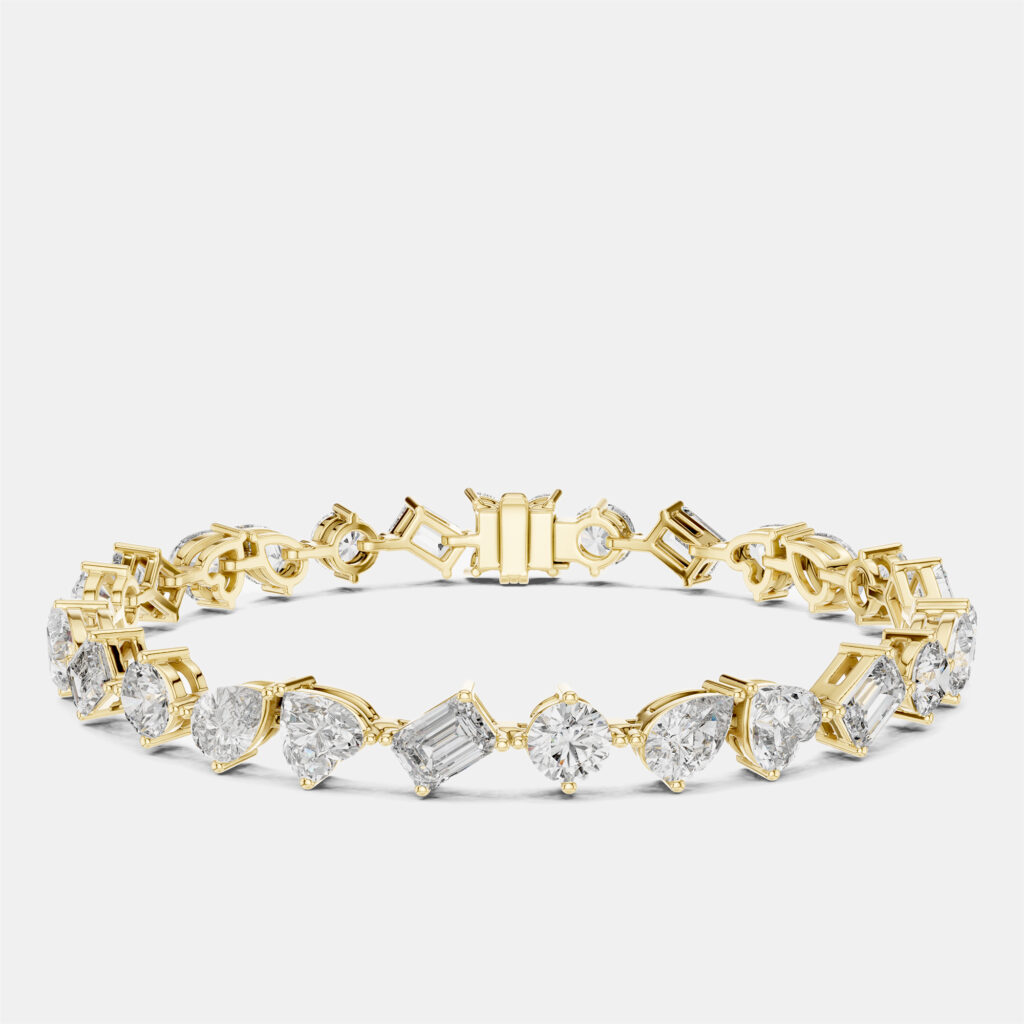 10.00 cts Mixed Fancy Cut 18k Yellow Gold Lab Grown Diamond Bracelet 10.00 cts Mixed Fancy Cut 18k Yellow Gold Lab Grown Diamond Bracelet