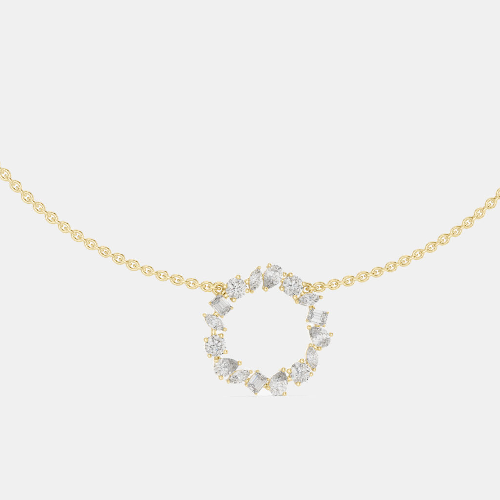 1.50 cts Mixed Shape Fancy Cut 18k Yellow Gold Lab Grown Diamond Pendant 1.50 cts Mixed Shape Fancy Cut 18k Yellow Gold Lab Grown Diamond Pendant