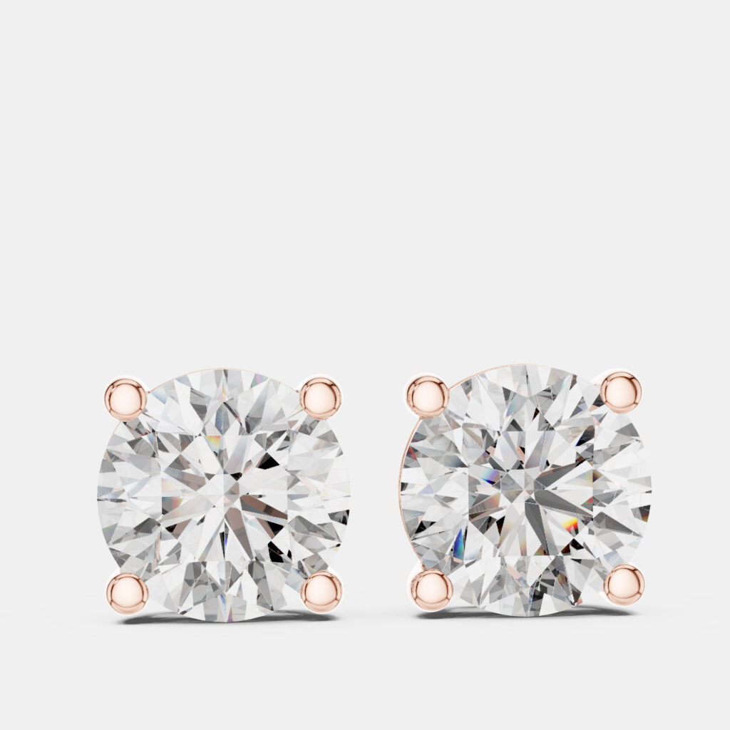 4.00 cts Round Cut 18k Rose Gold Lab Grown Diamond Stud Earrings 4.00 cts Round Cut 18k Rose Gold Lab Grown Diamond Stud Earrings