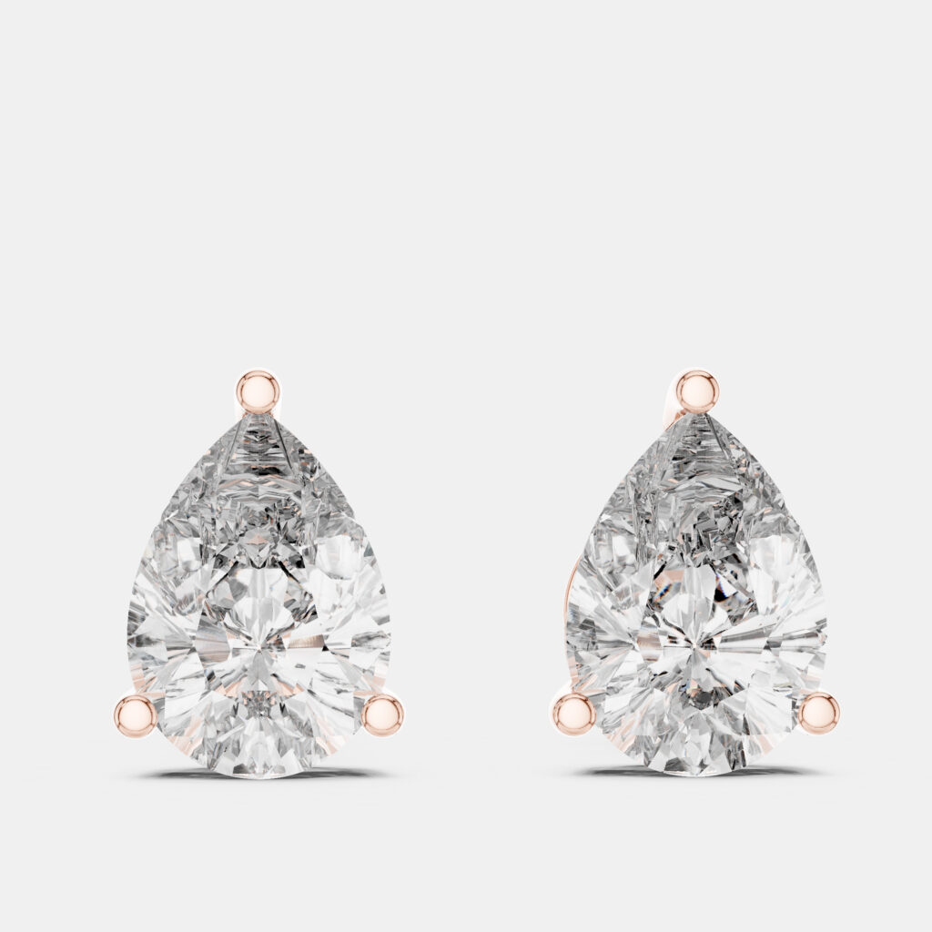 4.00 cts Pear Cut 18k Rose Gold Lab Grown Diamond Stud Earrings 4.00 cts Pear Cut 18k Rose Gold Lab Grown Diamond Stud Earrings