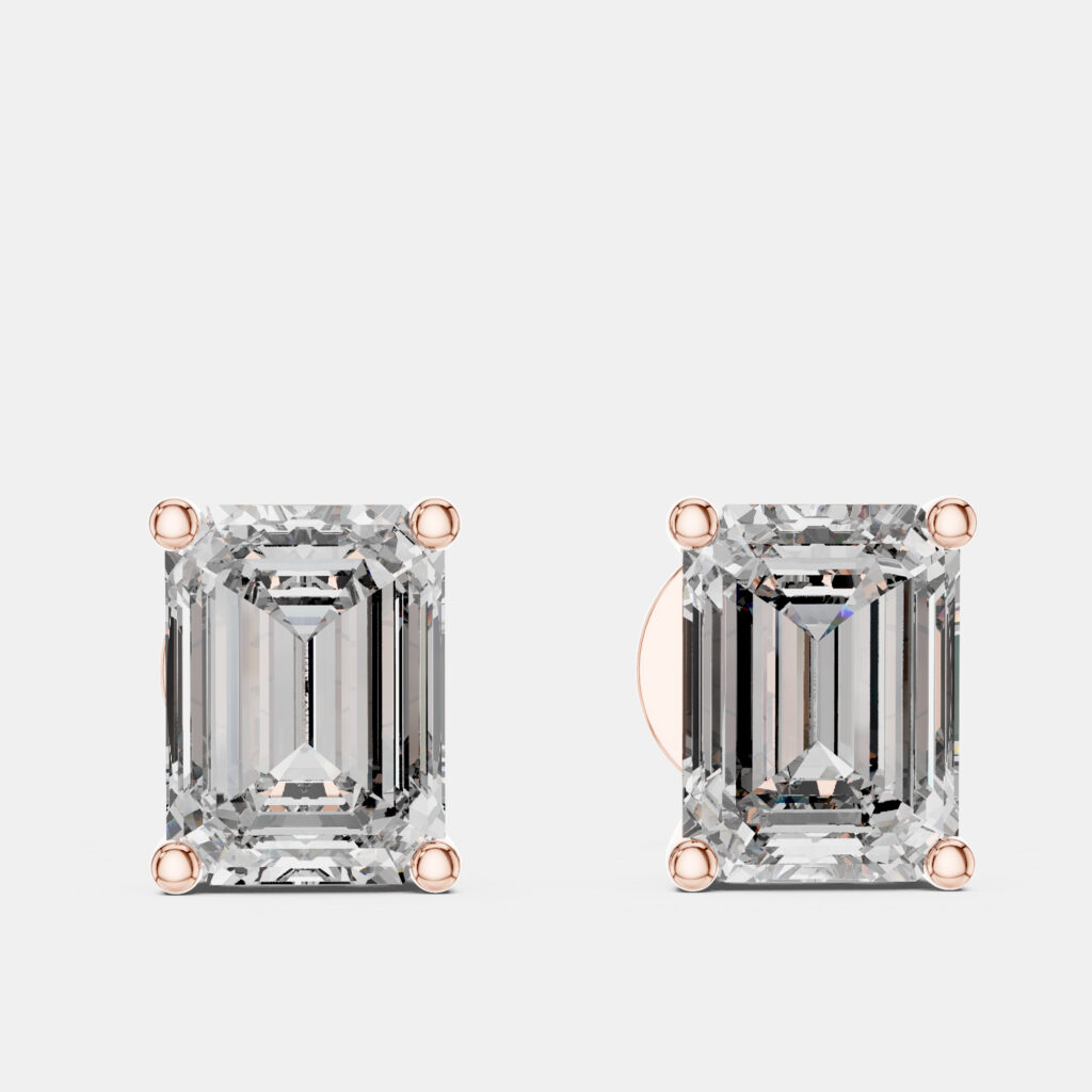 2.00 cts Emerald Cut 18k Rose Gold Lab Grown Diamond Stud Earrings 2.00 cts Emerald Cut 18k Rose Gold Lab Grown Diamond Stud Earrings