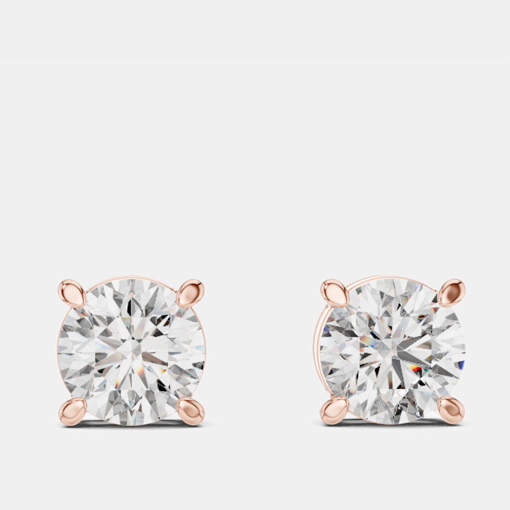 1.00 cts Round 18k Rose Gold Solitaire Lab Grown Diamond Single Stud Earrings 1.00 cts Round 18k Rose Gold Solitaire Lab Grown Diamond Single Stud Earrings