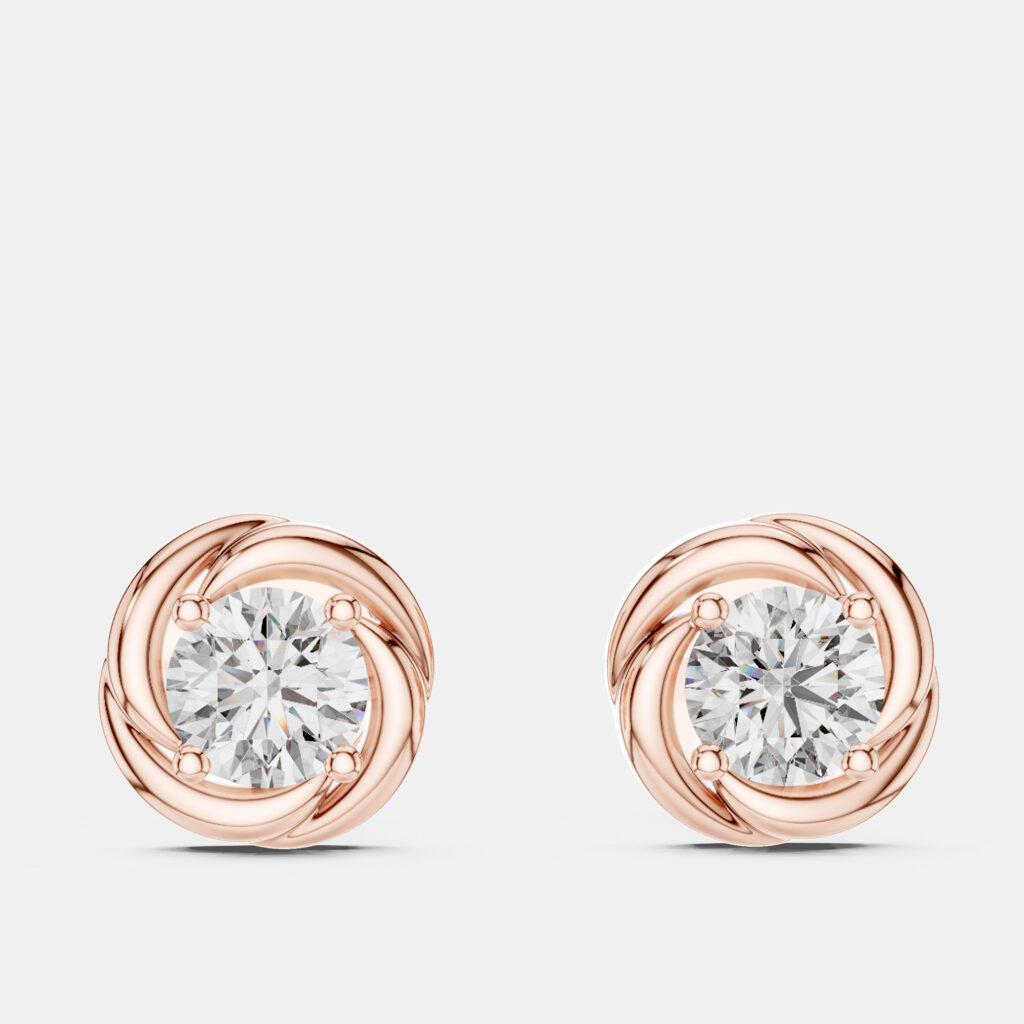 1.00 cts Round 18k Rose Gold Fancy Lab Grown Diamond Solitaire Single Stud Earrings 1.00 cts Round 18k Rose Gold Fancy Lab Grown Diamond Solitaire Single Stud Earrings