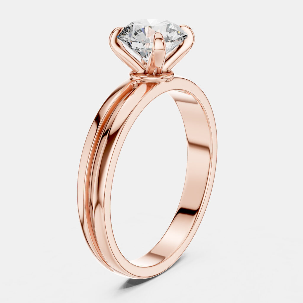 6.00 cts Round 18k Rose Gold Solitaire Lab Grown Diamond Band Size 53