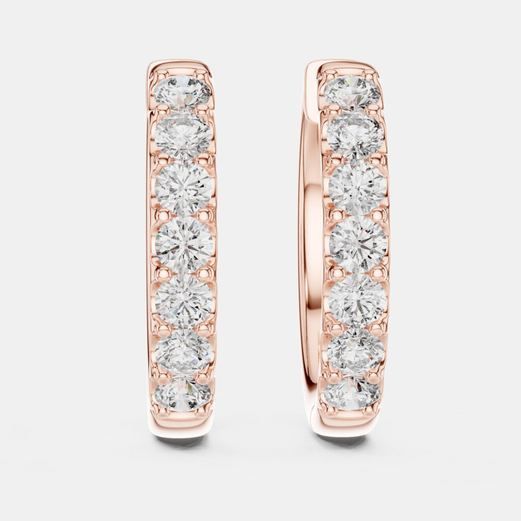 0.70 cts Round Cut 18k Rose Gold Lab Grown Diamond Hoop Earrings 0.70 cts Round Cut 18k Rose Gold Lab Grown Diamond Hoop Earrings