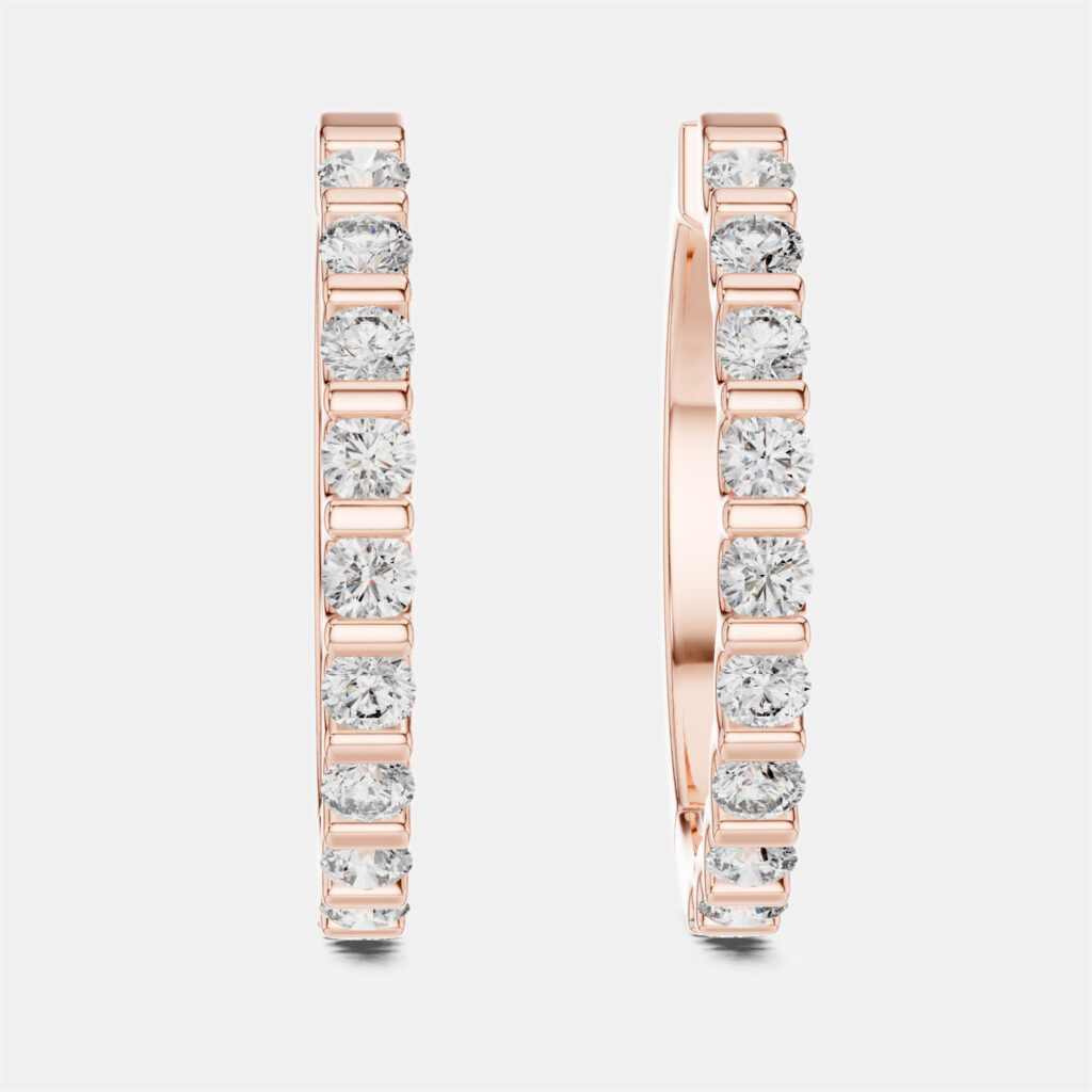 0.60 cts Round Cut 18k Rose Gold Lab Grown Diamond Hoop Earrings 0.60 cts Round Cut 18k Rose Gold Lab Grown Diamond Hoop Earrings