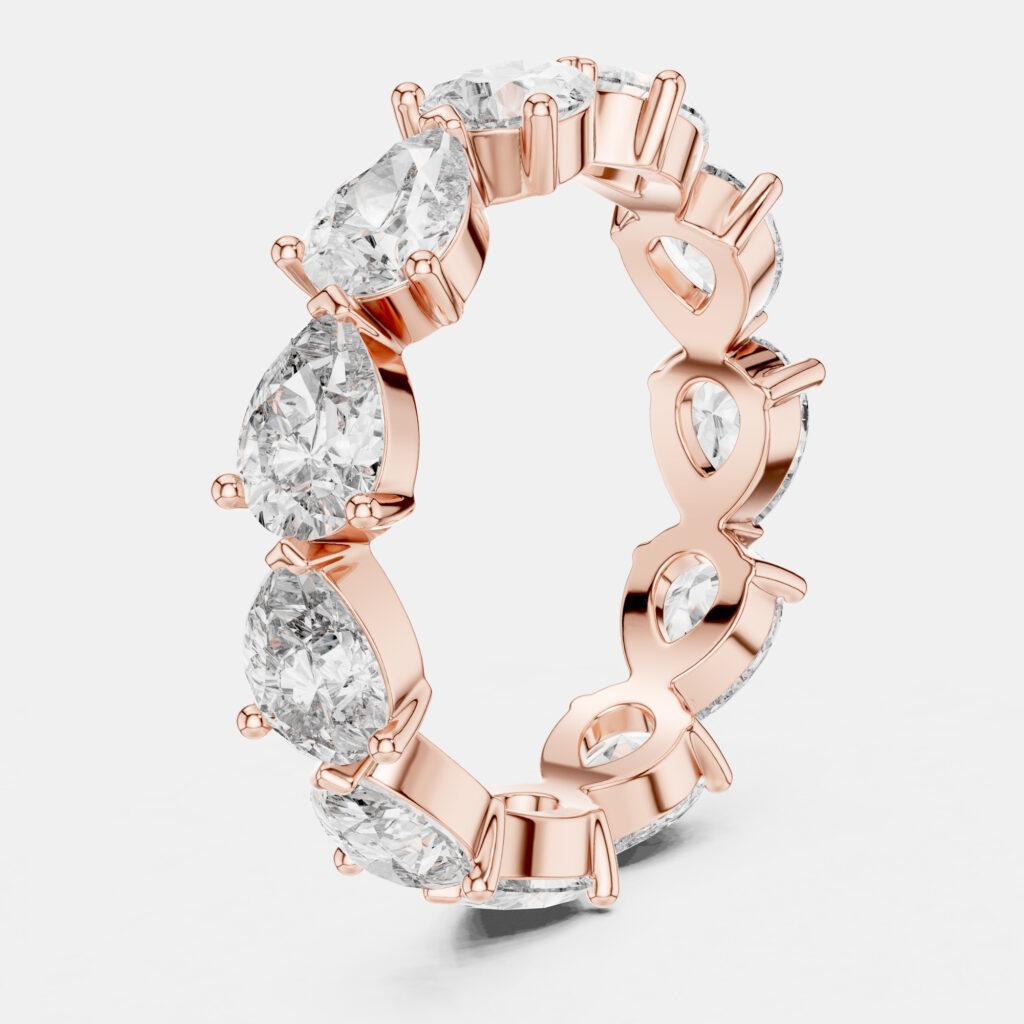3.00 cts Pear Cut 18k Rose Gold Lab Grown Diamond Ring Size 53
