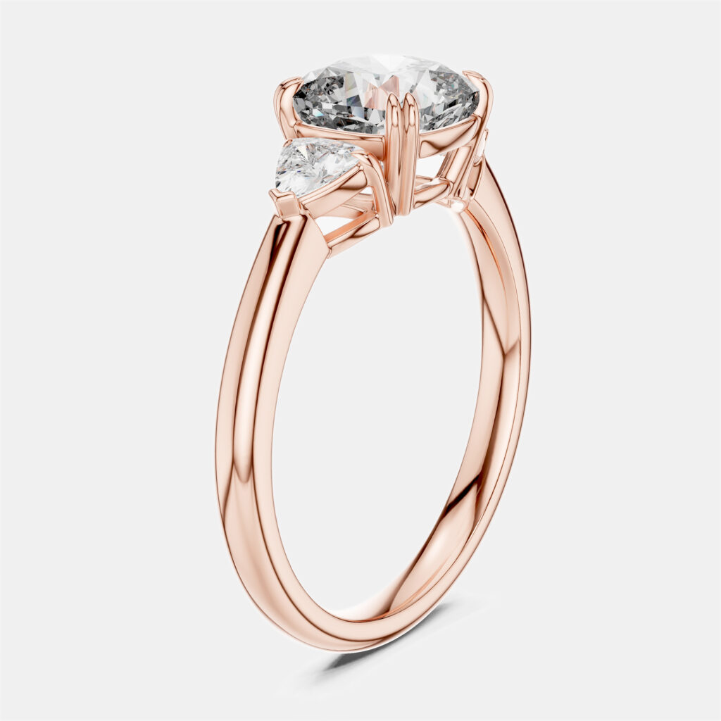 2.00 cts Cushion & Triangle Cut 18k Rose Gold Lab Grown Diamond Ring Size 53 2.00 cts Cushion & Triangle Cut 18k Rose Gold Lab Grown Diamond Ring Size 53