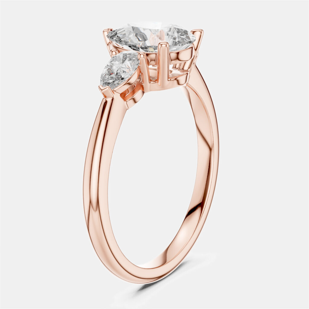 1.50 cts Pear Cut 18k Rose Gold Lab Grown Diamond Ring Size 53