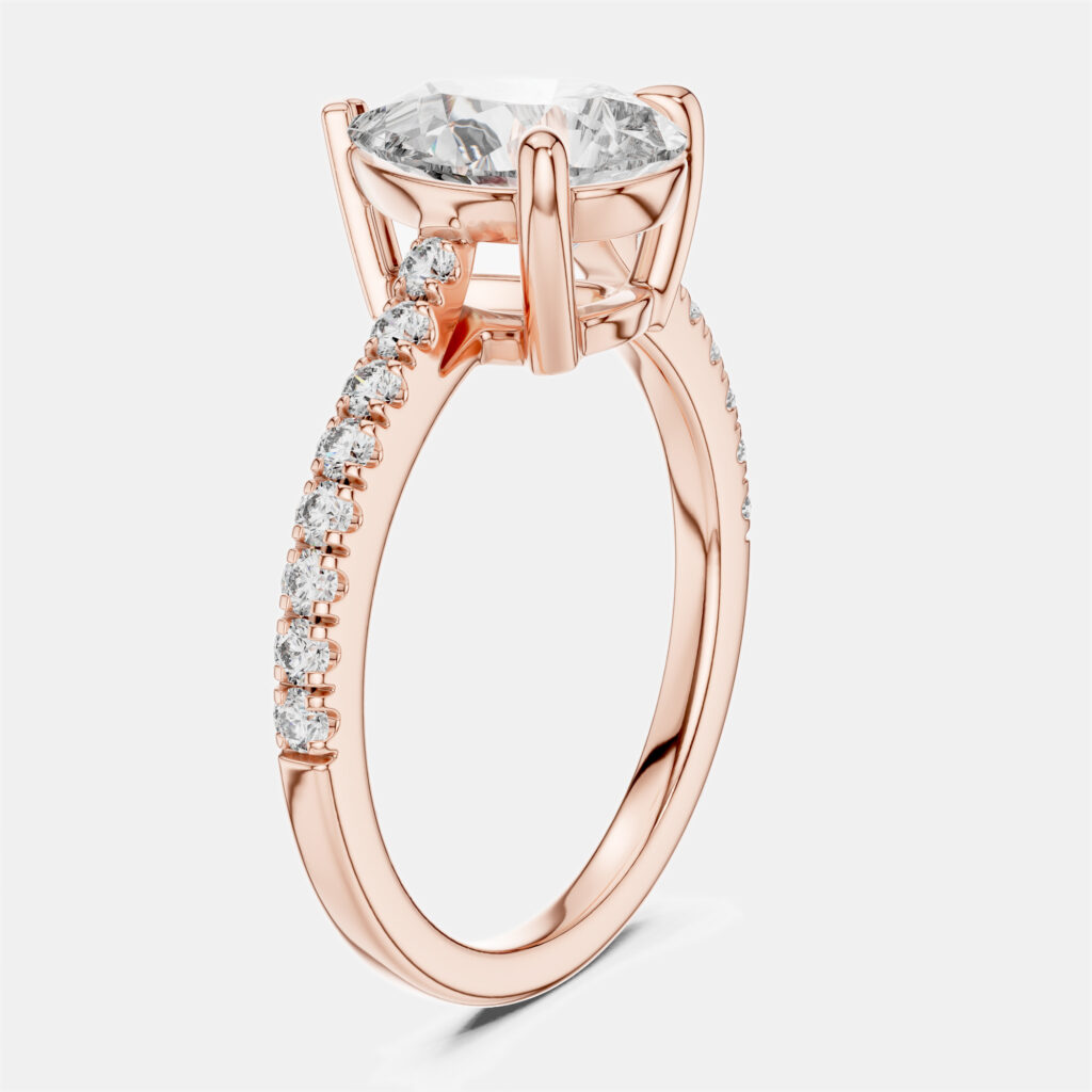 2.00 cts Pear & Round 18k Rose Gold Lab Grown Diamond Ring Size 53 2.00 cts Pear & Round 18k Rose Gold Lab Grown Diamond Ring Size 53