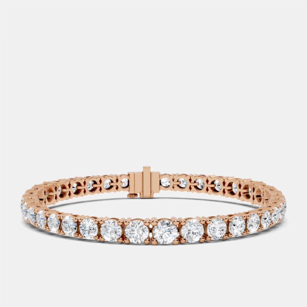 13.00 cts Graduating Round Cut 18k Rose Gold Lab Grown Diamond Tennis Bracelet 16 cm 13.00 cts Graduating Round Cut 18k Rose Gold Lab Grown Diamond Tennis Bracelet 16 cm