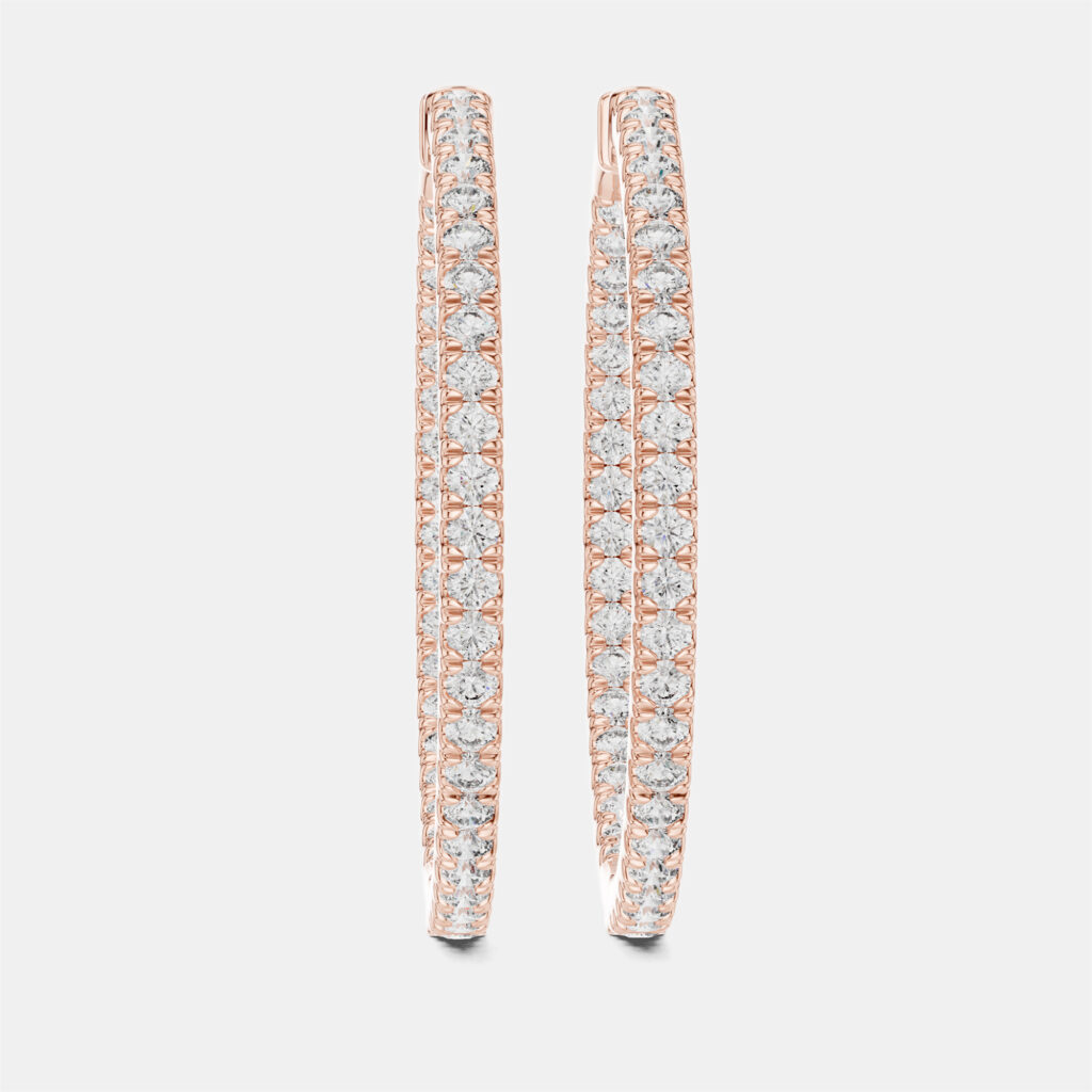 1.00 cts Round Cut 18k Rose Gold Lab Grown Diamond Hoop Earrings 1.00 cts Round Cut 18k Rose Gold Lab Grown Diamond Hoop Earrings