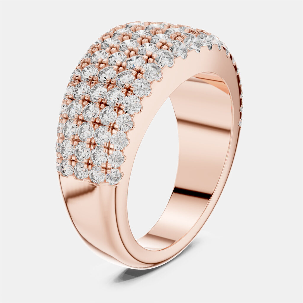 2 ct Fancy Round Cut 18k Rose Gold Lab Grown Diamond Ring Size 53