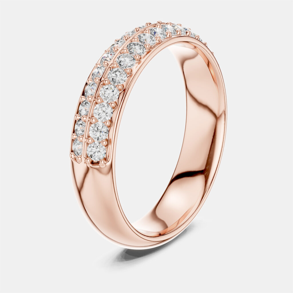 0.5 cts Double Line Round Cut 18k Rose Gold Lab Grown Diamond Ring Size 53 0.5 cts Double Line Round Cut 18k Rose Gold Lab Grown Diamond Ring Size 53