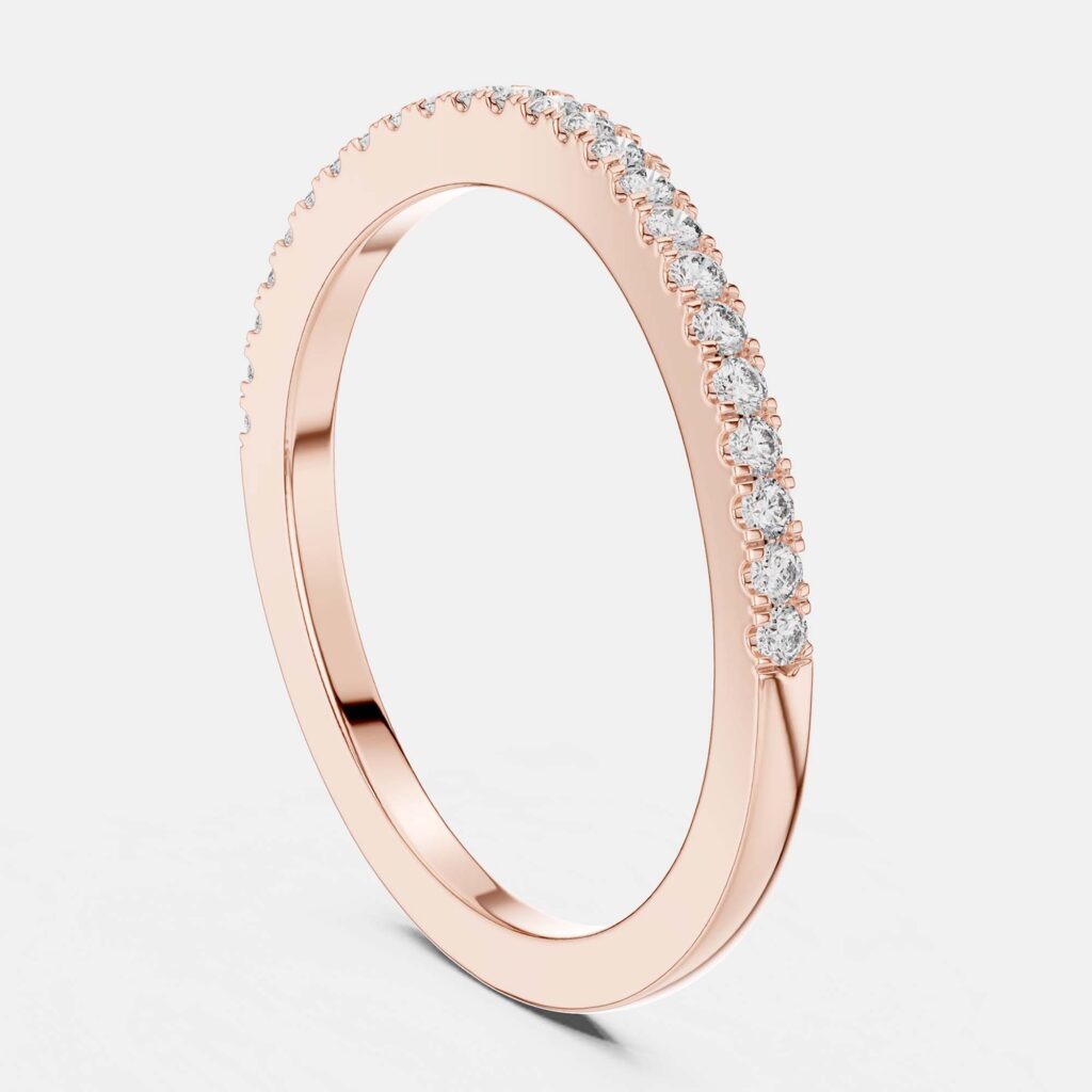 0.2 cts Side Stack Round Cut 18k Rose Gold Lab Grown Diamond Ring Size 53