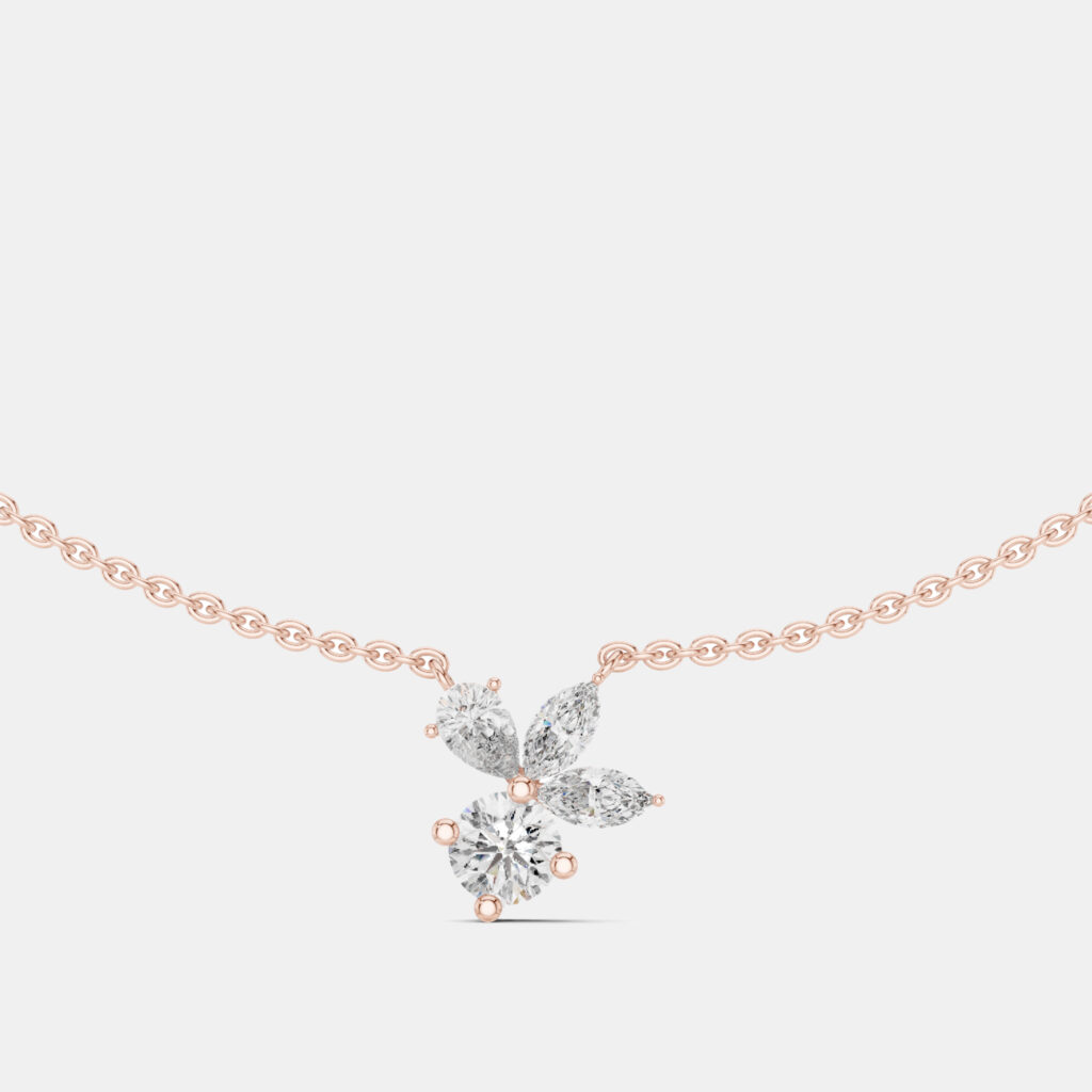 2.00 cts Fancy Pear Cut 18k Rose Gold Lab Grown Diamond Pendant Necklace 2.00 cts Fancy Pear Cut 18k Rose Gold Lab Grown Diamond Pendant Necklace