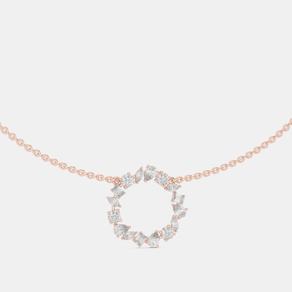 1.50 cts Mixed Shape Fancy Cut 18k Rose Gold Lab Grown Diamond Pendant 1.50 cts Mixed Shape Fancy Cut 18k Rose Gold Lab Grown Diamond Pendant