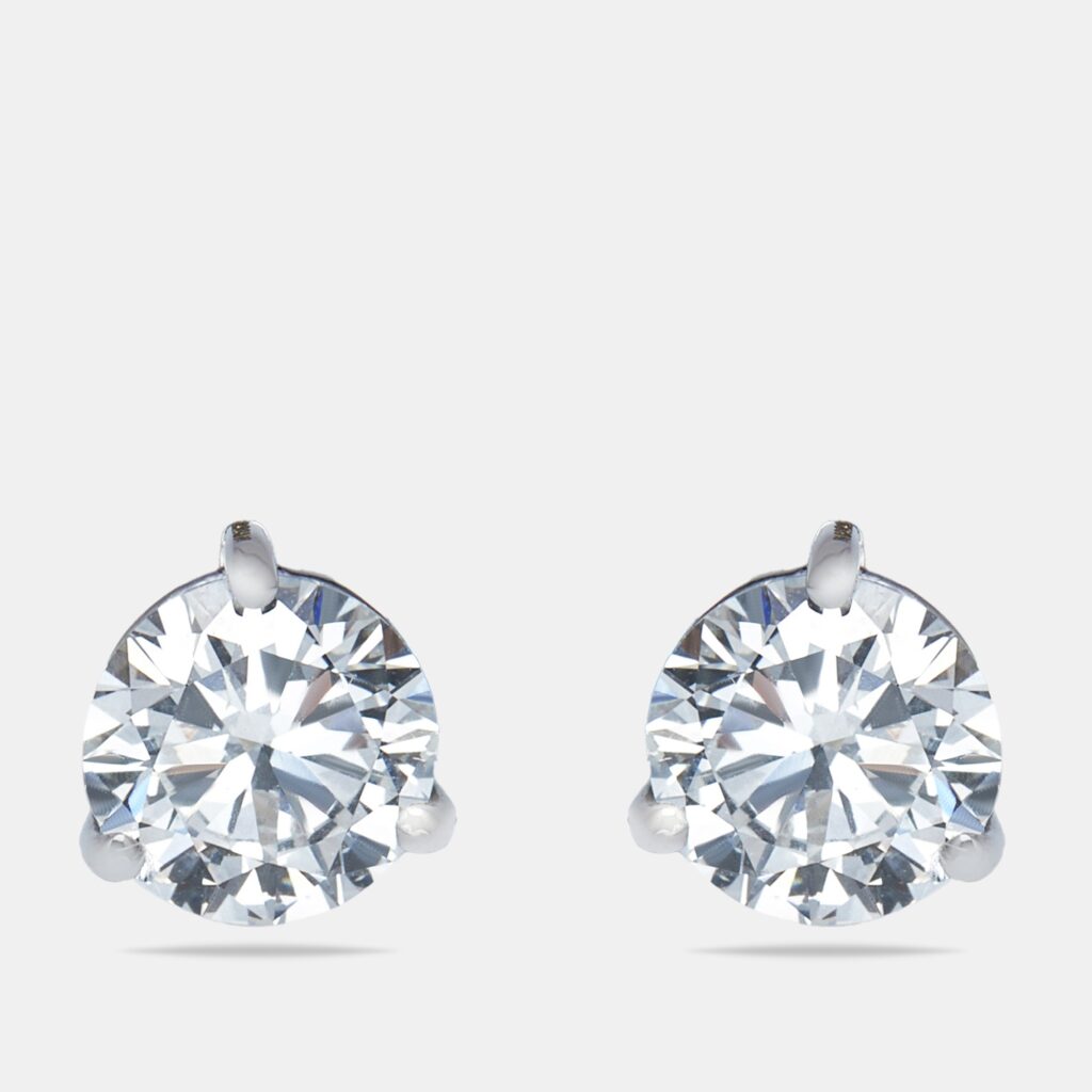 0.62 cts Round Brilliant Cut 18k White Gold Lab Grown Diamonds Solitaire Stud Earrings 0.62 cts Round Brilliant Cut 18k White Gold Lab Grown Diamonds Solitaire Stud Earrings