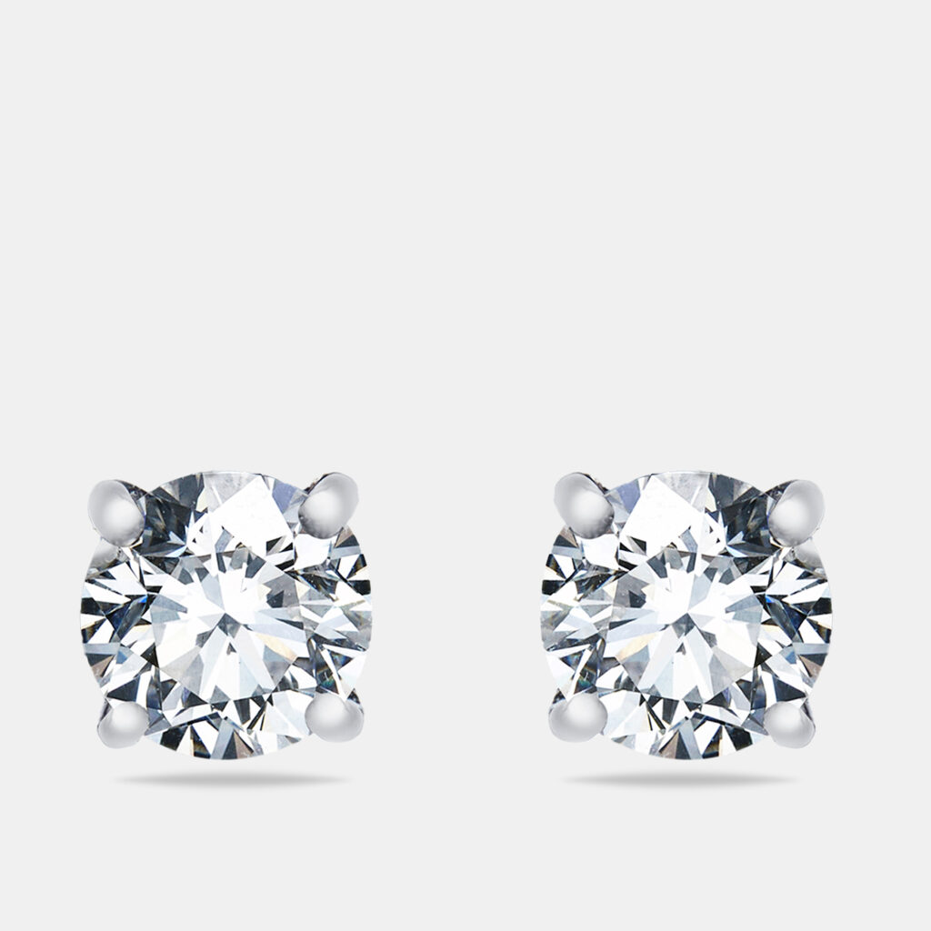 2.10 cts Round Brilliant Cut 18k White Gold Lab Grown Diamond Solitaire Stud Earrings 2.10 cts Round Brilliant Cut 18k White Gold Lab Grown Diamond Solitaire Stud Earrings