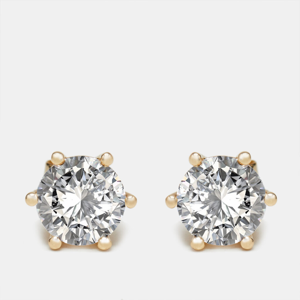 4 cts Round Lab Grown Diamond 18k Yellow Gold Earrings 4 cts Round Lab Grown Diamond 18k Yellow Gold Earrings