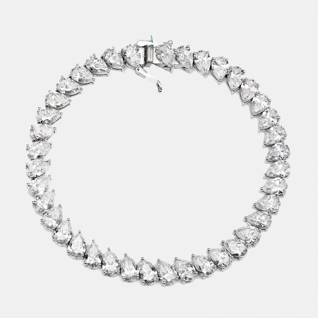 14 cts Pear Lab Grown Diamond 18k White Gold Bracelet