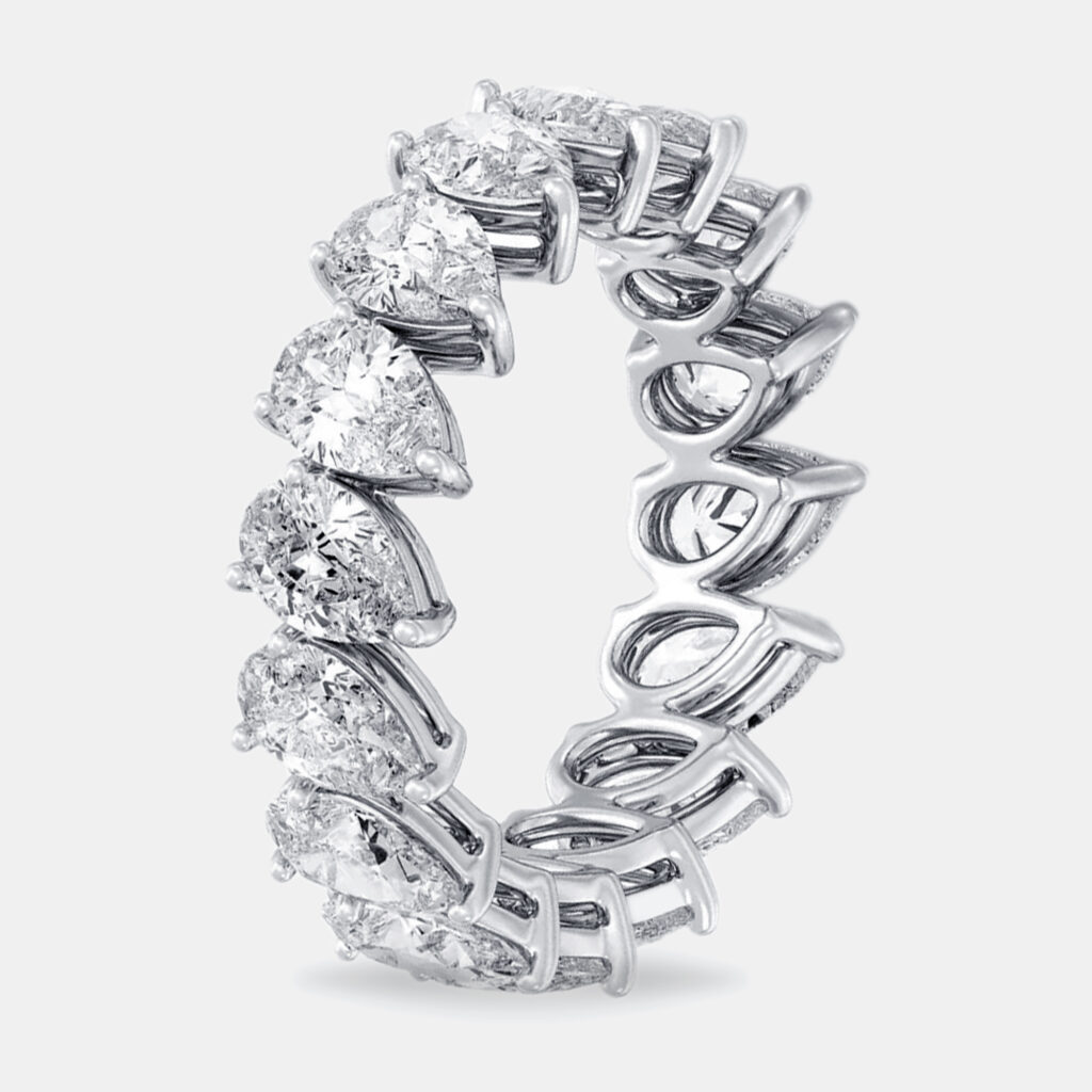 5 cts Pear Lab Grown Diamond 18k White Gold Eternity Ring Size 53 5 cts Pear Lab Grown Diamond 18k White Gold Eternity Ring Size 53