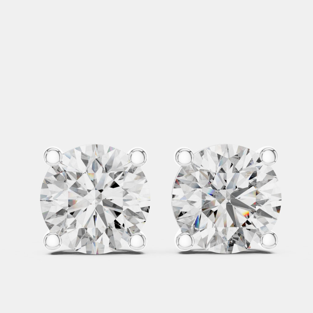4.00 cts Round Cut 18k White Gold Lab Grown Diamond Stud Earrings 4.00 cts Round Cut 18k White Gold Lab Grown Diamond Stud Earrings