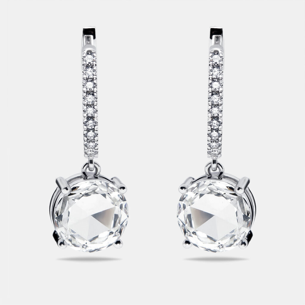 6.4 cts Modified Round Lab Grown Diamonds 18k White Gold Earrings 6.4 cts Modified Round Lab Grown Diamonds 18k White Gold Earrings