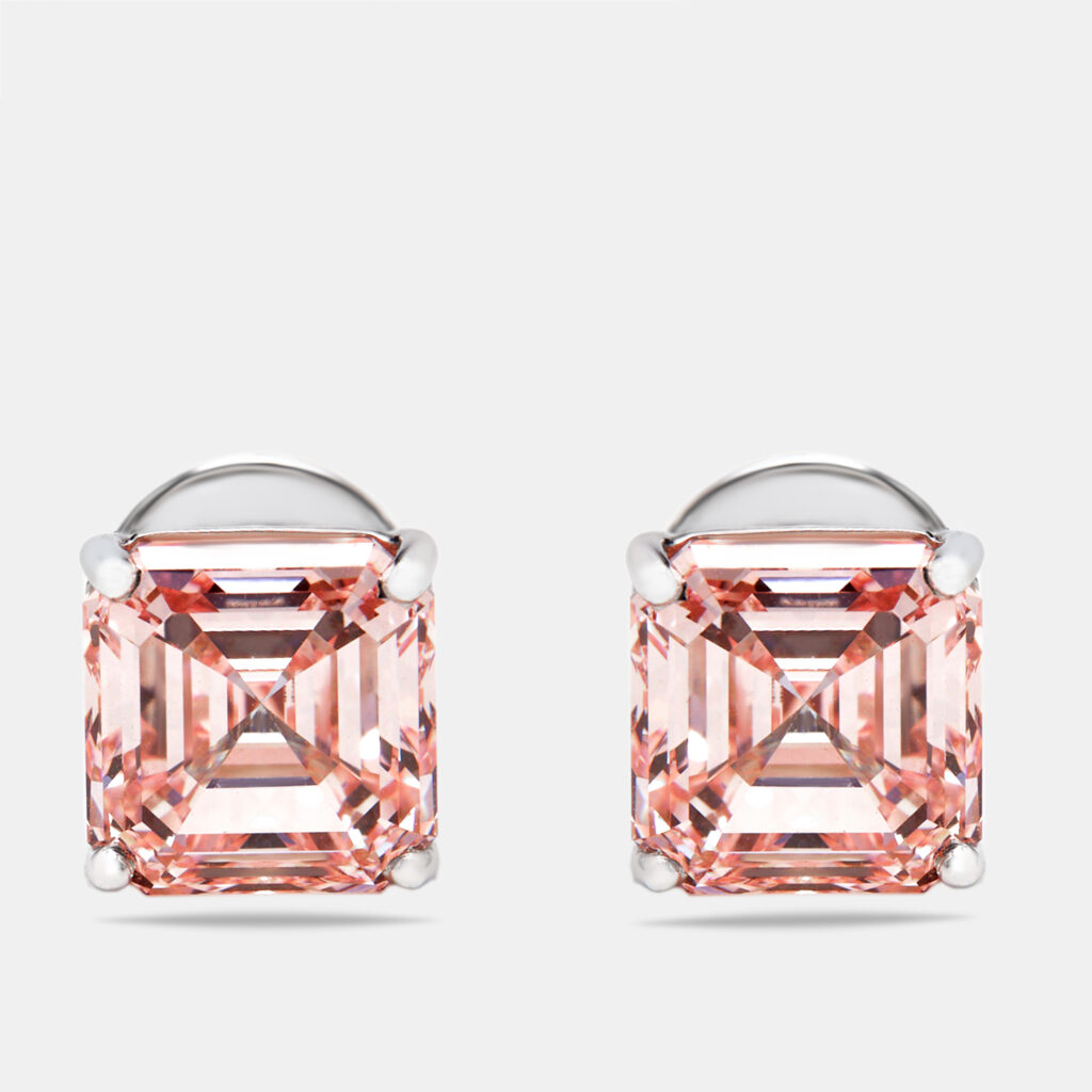 7.6 cts Pink Asscher Cut Lab Grown Diamonds 18k White Gold Earrings 7.6 cts Pink Asscher Cut Lab Grown Diamonds 18k White Gold Earrings